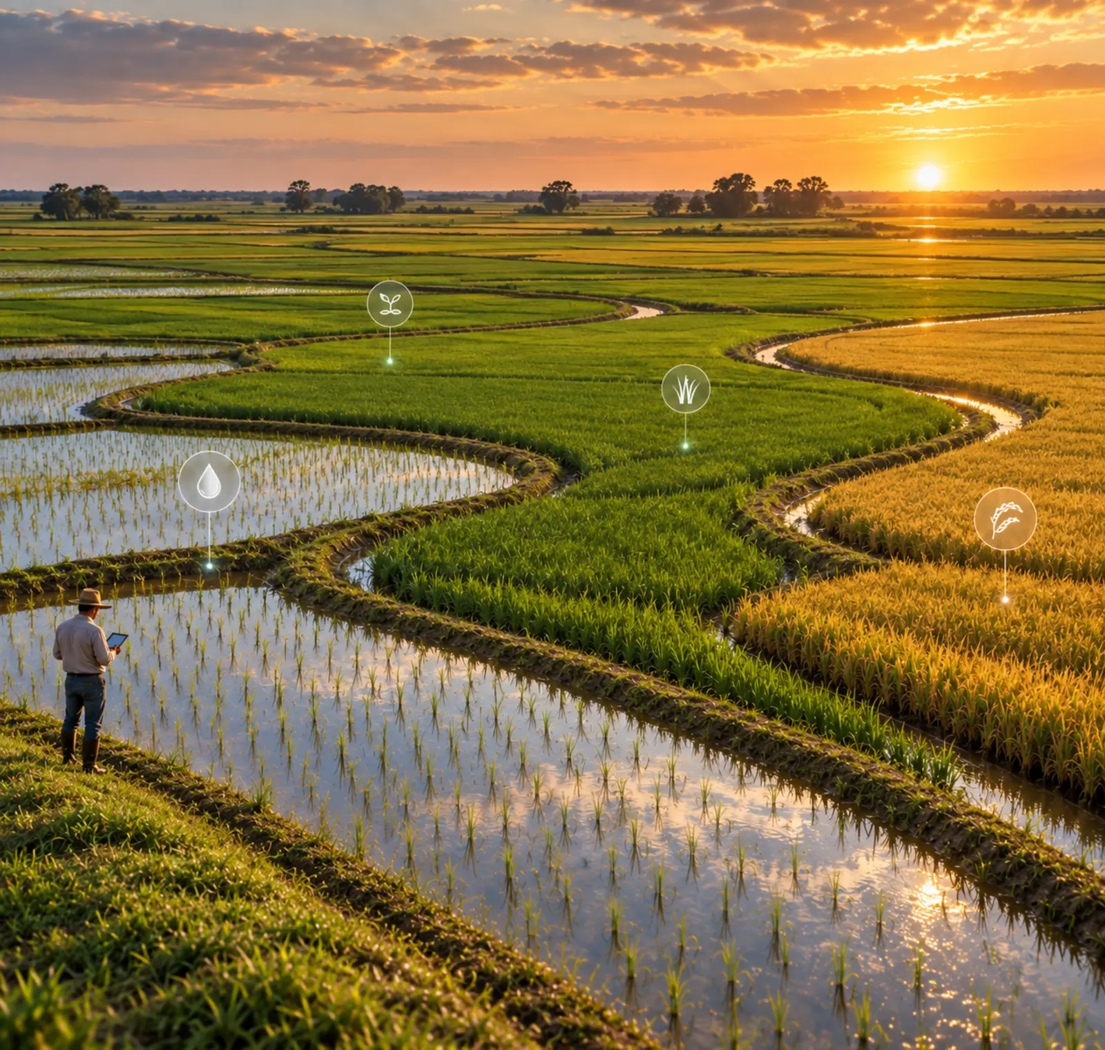 Área agrícola com taipas em lavoura irrigada